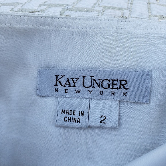 Kay Unger White Gold Accented Beaded Waist Dress - Picture 5 of 6